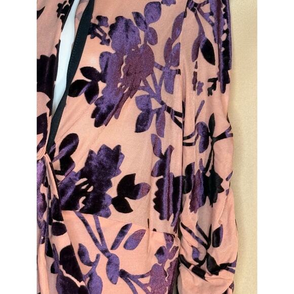 Unique Vintage Royal Purple and Tan Velvet Burnout Tallulah Duster M 6 8 NWOT - Picture 7 of 11